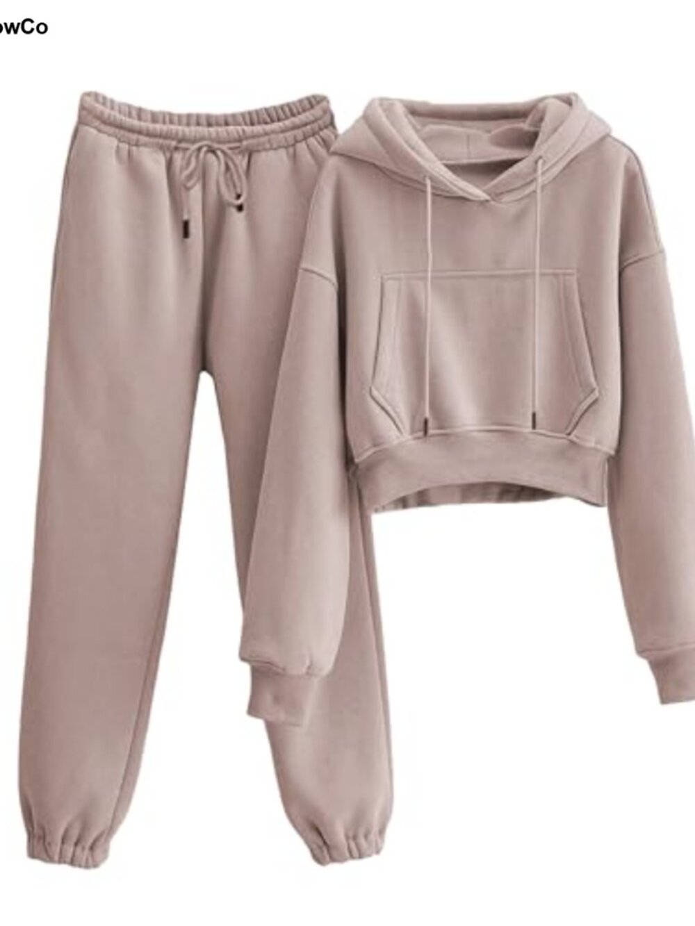 Women's Fleece Cropped Hoodie & Jogger Tracksuit Set